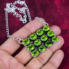 Dazzling Peridot Gemstone Handmade 925 Sterling Silver Designer Necklace Jewelry picture