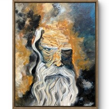 TITA PAINTZ Old Wise Man Portrait Hand Painted 11x14 Canvas Wall Art picture