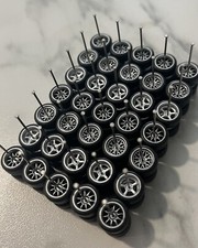 1/64 Wheels & Rubber Tires (10 Car Sets) Fits Hot Wheels -Real Riders Silver Lot picture