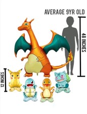HUGE Pokemon Charizard Birthday Party Balloon 4ft Tall  & 4pc Table Balloons picture
