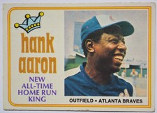 1974 TOPP HANK AARON HOF NEW ALL-TIME HOME RUN KING ATLANTA BRAVES CARD #1 picture