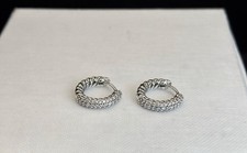 David Yurman Sterling Silver Ostera Huggie hoops Pave Diamonds Earrings  picture