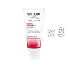 3 x Weleda Oral Care Toothpaste Ratanhia 75ml Herbal Mint Flavour Organic picture