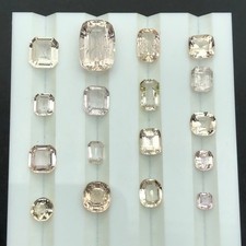 24ct Natural katlang  Topaz Gemstone Lot 19pc Assorted Cut White Peach Loose Je picture