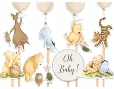 27 Pack Classic Winnie Centerpieces for Tables Pooh Toppers with Wooden Stick Oh picture