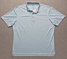 johnnie-O Gage Polo Shirt Men's XL Gulf Blue All Over Print Stretch Golf picture