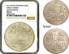 AM526, Turkey, Ottoman Empire, Abdülhamid I, 2 Zolota AH1187//8, NGC MS64 picture