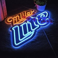 Miller Lite LED Neon Wall Sign w/ Dimmer Switch, USB 5V Adapter, 18x12 picture