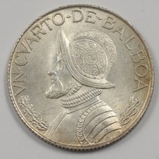 Panama 1962 Vasco Nunez 1/4 Balboa Silver P191517 picture