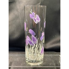 Vintage Georges Briard Purple Butterfly Highball Glass Mid Century Barware picture