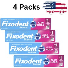 Pack of 4 Fixodent Complete Original Denture Adhesive Cream, All Day Hold 2.4 oz picture