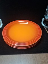 3 Le Creuset Flame Dinner Plates 10-1/2