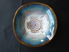 Vintage Bill Campbell Pottery Drip Glaze Bowl Signed  8-5/8