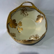 Limoges Bawo & Dotter Elite Works Gold Grape Double Handled Bowl 8.25 in picture