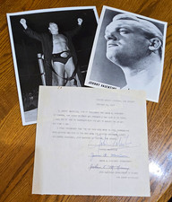 Wrestler Johnny Valentine Original 1959 Signed Fan Club Permission Letter.  picture