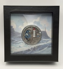 2022 Niue Lighthouse Petit Minou 2 oz Antique Finish Silver Coin GITD LE /500 picture