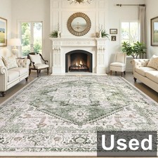 LIVEBOX 10'x14' Soft Low Pile Non Slip, Boho Area Rug, Green picture