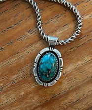 Vintage Native American Navajo turquoise pendant and chain - De Chelly hallmark picture