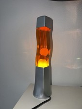 Retro Vintage Wavy S Shaped Lava Lamp Orange Fluid & Yellow Wax picture