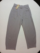 NWT OGL Move CoolTouch Stretch Ponte Barrel Pants Gray High Rise Pleated M picture