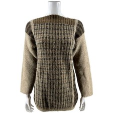 VTG Ice Lamb Kinetic Womens Tunic Sweater Size Medium Brown Mock Neck Wool picture