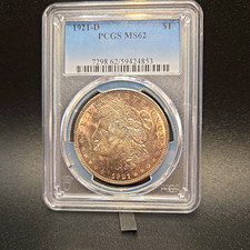 1921-D Denver Morgan Silver Dollar $1 PCGS MS62 Business Strike 0.9 Silver picture