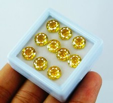 Natural 10  Pcs 7   mm Natural Yellow Sapphire Lot Round Cut Certified Gemstone picture