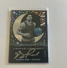 2025-26 Panini Noir 🏀 DERRICK ROSE Midnight Signatures Silver Ink /35 On Card picture