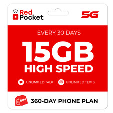 $20/Mo RedPocket Prepaid Plan: Unlimited Talk + Text, 15GB 5G Data picture