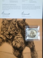 2014 Canada $20 Bobcat 1/4 oz .999 Silver Coin , RCM ,Wildlife Series COA picture