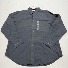 NEW Merona Shirt Mens Large Gray Solid Long Sleeve Button Down Cotton Casual picture
