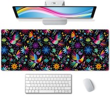 Ornate Ethnic Mexican Patter Desk Mat Black Large Extended Pad XL Desk Pad Ga... picture