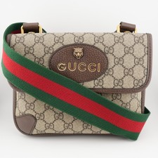 * Gucci GG Supreme Monogram Web Small Neo  Double Flap Messenger Bag Beige  picture