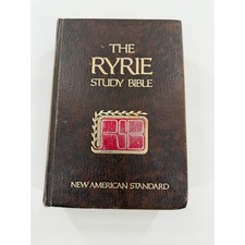 The Ryrie Study Bible NASB 1978 Moody Press Brown Vintage Hardcover RSB picture