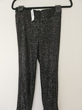 LOFT Black All over Sequin Pants Straight Leg High Waist Lined Party Size 8 EUC picture