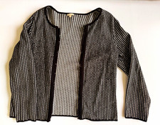 Talbots Womens L Black & White Geometric Open Front Cardigan Jacket picture
