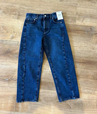 Madewell Women’s Petite 24P Dark Wash Blue Denim High-Rise Barrel-Leg Jeans picture