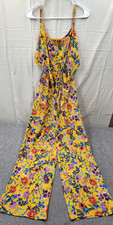 NWT Toxik3 Womens Yellow Floral Jumpsuit Size M Sleeveless Open Back picture