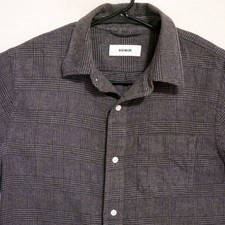 Buck Mason Shirt Mens Medium Long Sleeve Button Black Gray Striped picture