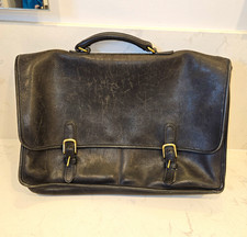 Vintage Coach Black Wall Street Briefcase/Brass Buckle Closures 5240 picture