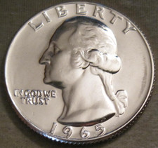 SELLING AS SHOWN - UNCIRCULATED SMS 1965 WASHINGTON QUARTER * NICKEL CLAD * 530 picture