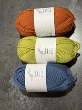 Hobbii Friends Wool Yarn Lot of 3 #109 Olive, #17 Cognac, #79 Open Sea Brand New picture