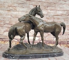 Exquisite Handmade Bronze Sculpture: Two Loving Horses by P.J. Mene Sale Deal picture
