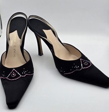 Gianni Milanesi Milano Women's Black Satin shoes With Crystals Size 39 Italy picture