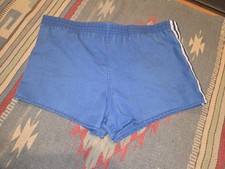 Vintage Adidas Trefoil Running Shorts 70s 80s Blue White Stripe 32-34 picture