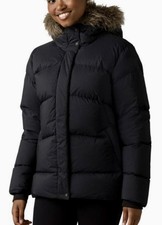 PRANA Kromata Black Hooded Faux Fur Trim Down Jacket Coat NEW Womens M 8 10 picture
