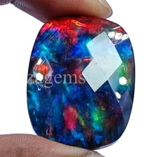 Certified 66 Ct Rare Natural Black Fire Opal Ethiopian Precious Cushion Gem 6GGU picture