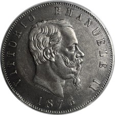 Italy · 1876-R · 5 Lire · KM#8 · AU picture