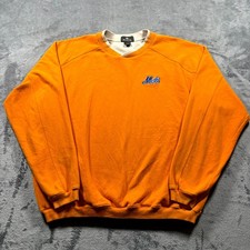New York Mets Crewneck Sweatshirt Men's XL Orange Raglan Sleeve Vintage Antigua picture