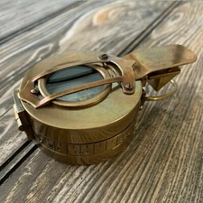 Antique Vintage Solid Brass WWII Military Pocket Compass GiftFor X-Mass picture